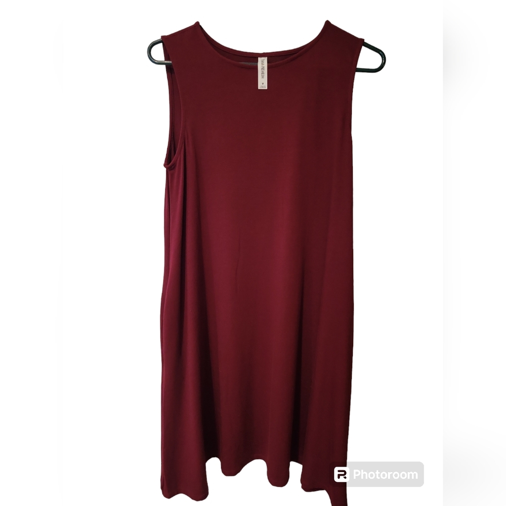 Womens' Zenana Maroon Red Sleeveless Swing Dress